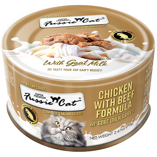 Fussie Cat Chicken with Beef in Goat Milk 2.47oz