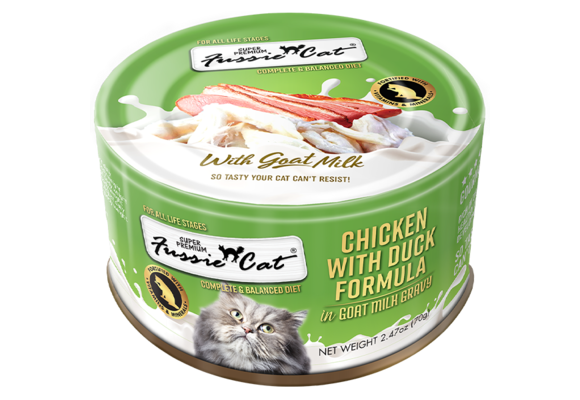 Fussie Cat Chicken w/Duck in Goat Milk 2.47oz