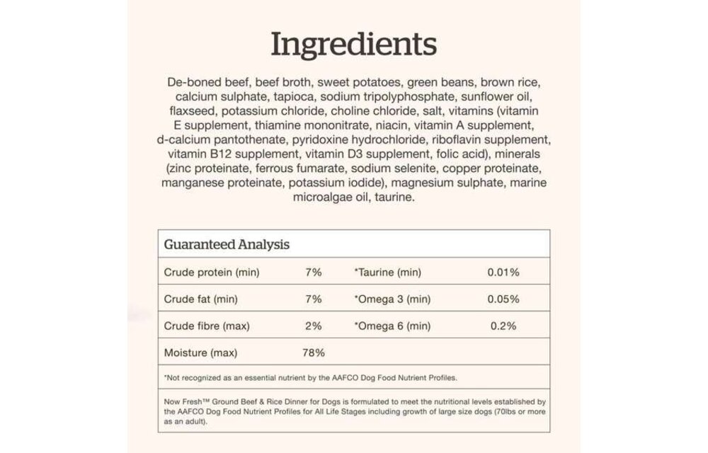 Now Dog Ground Beef & Rice Dinner 2.8oz
