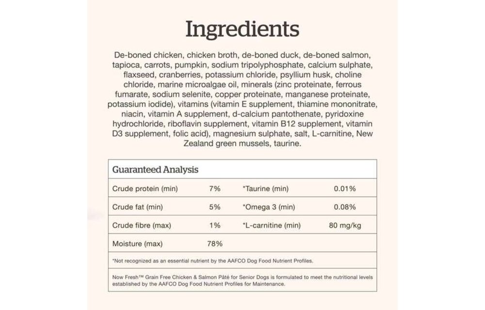 *New* Now Dog Grain Free Senior Chicken & Salmon Pate 2.8oz