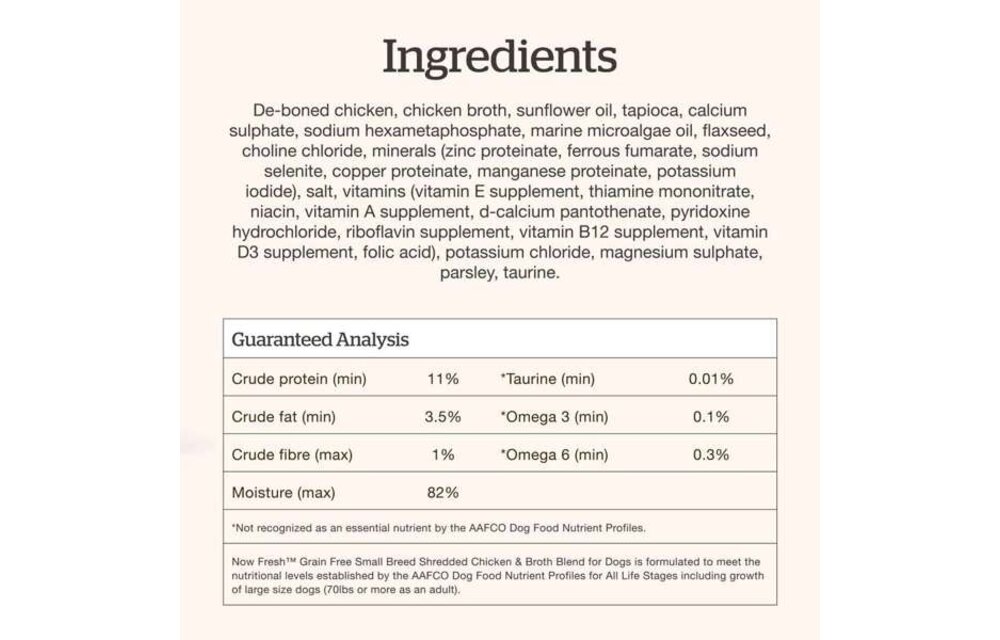 *New* Now Dog Grain Free Small Breed Shredded Chicken & Broth 2.8oz