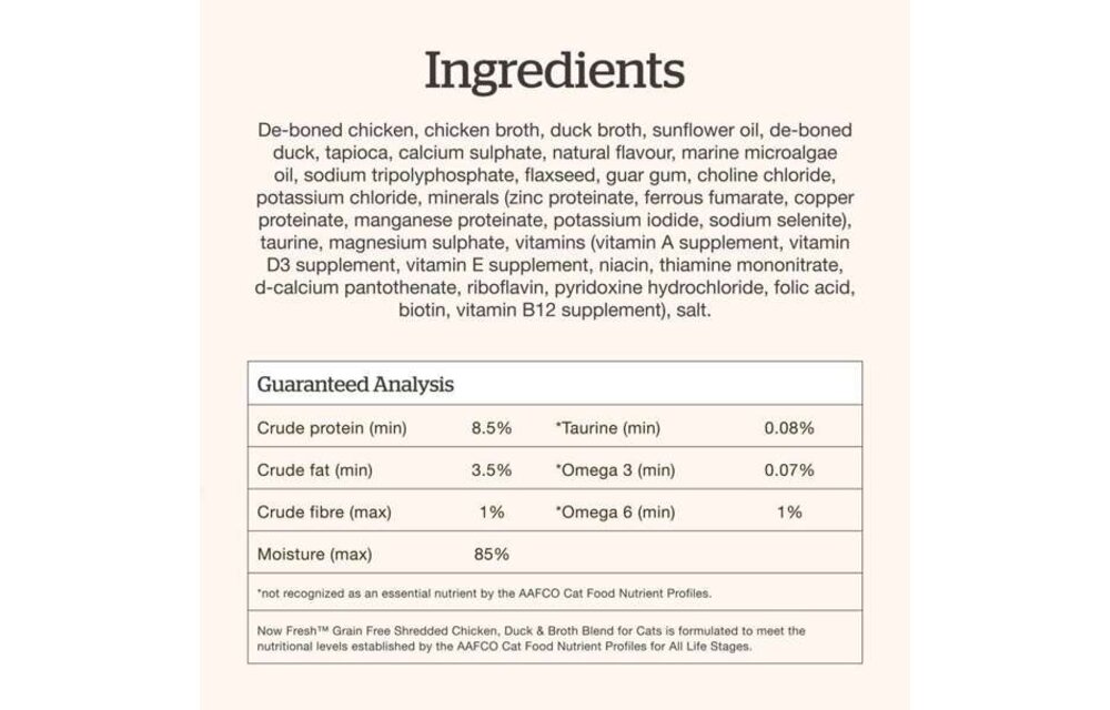 Now Cat Grain Free Shredded Chicken, Duck & Broth 2.5oz