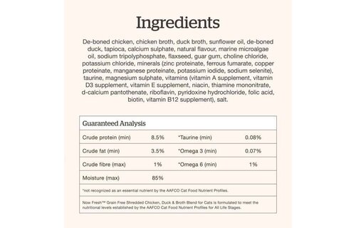 Now Cat Grain Free Shredded Chicken, Duck & Broth 2.5oz
