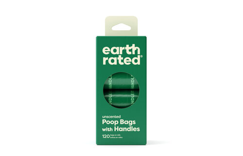 Earth Rated Poop Bags Unscented 120 in Rolls with Handles