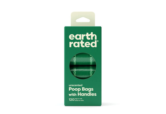 Earth Rated Poop Bags 120 Unscented in Rolls w/Handles
