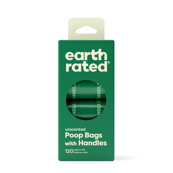 Earth Rated Poop Bags Unscented 120 in Rolls with Handles