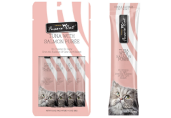 Fussie Cat Treat Tuna w/Salmon Puree 4/0.5oz