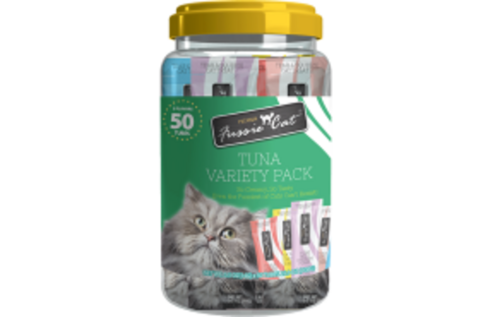 Fussie Cat Treat Tuna Puree Variety Pack 50pc