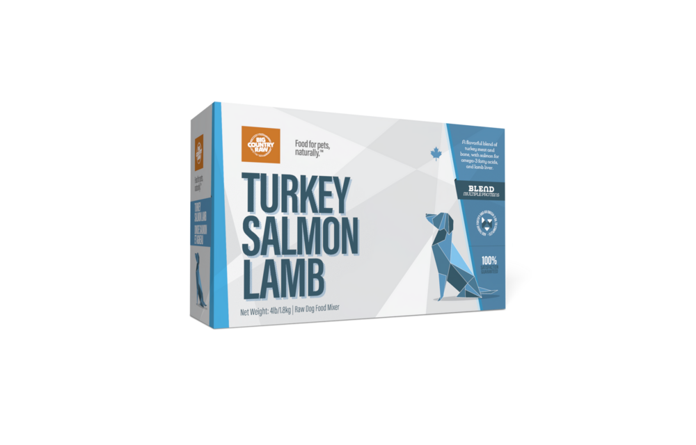 Big Country Raw Turkey, Salmon & Lamb Dog 4 x 1 lb Ctn