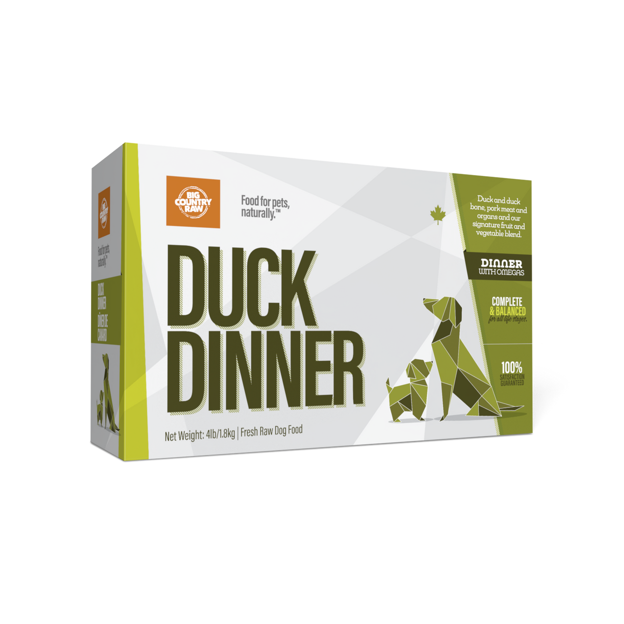 Big Country Raw Duck Dinner Carton Dog 4x1 lb