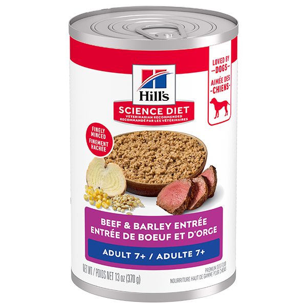 Hills Science Diet Adult 7+ Beef & Barley Entrée Dog 13 oz