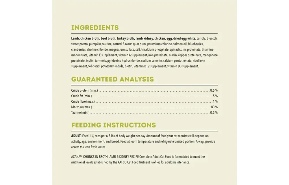Acana Cat Chunks In Broth Lamb & Kidney 155g