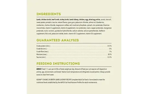 Acana Cat Chunks In Broth Lamb & Kidney 155g