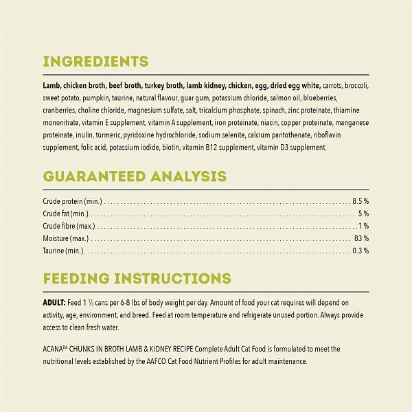 Acana Cat Chunks In Broth Lamb & Kidney 155g