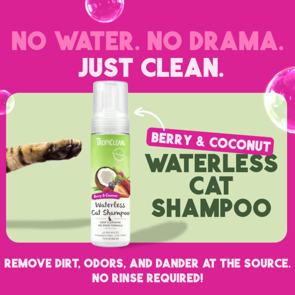 TropiClean Waterless Cat Shampoo Berry & Coconut 7.4oz