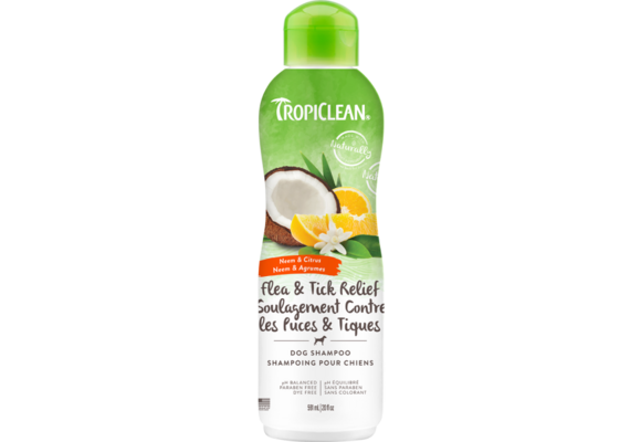 TropiClean Flea & Tick Relief Shampoo Neem & Citrus 20 oz