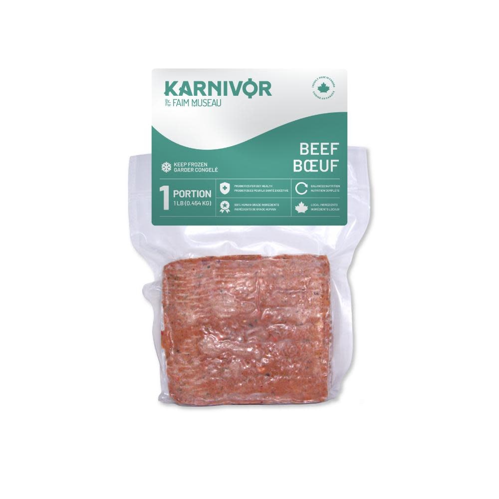 Faim Museau Karnivor Raw Dog Food Beef Single 454g