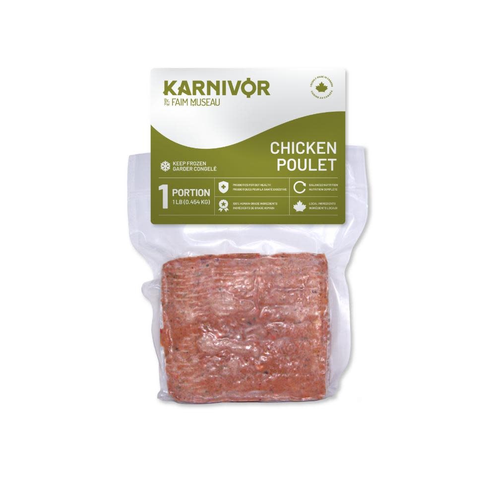 Faim Museau Karnivor Raw Dog Food Chicken Single 454g