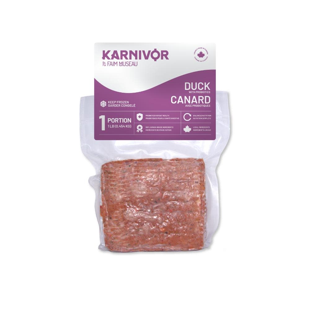 Faim Museau Karnivor Raw Dog Food Duck w/Probiotics Single 454g