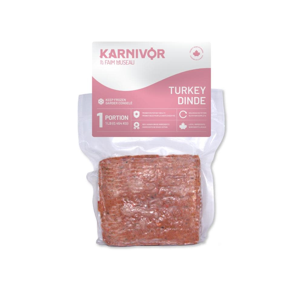 Faim Museau Karnivor Raw Dog Food Turkey Single 454g