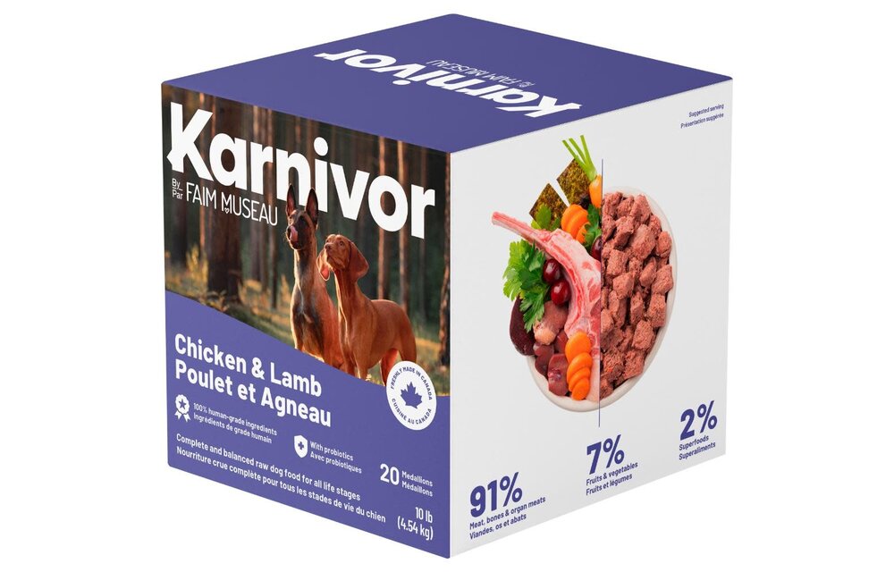 Karnivor Dog Raw Chicken & Lamb Diet 4.54kg