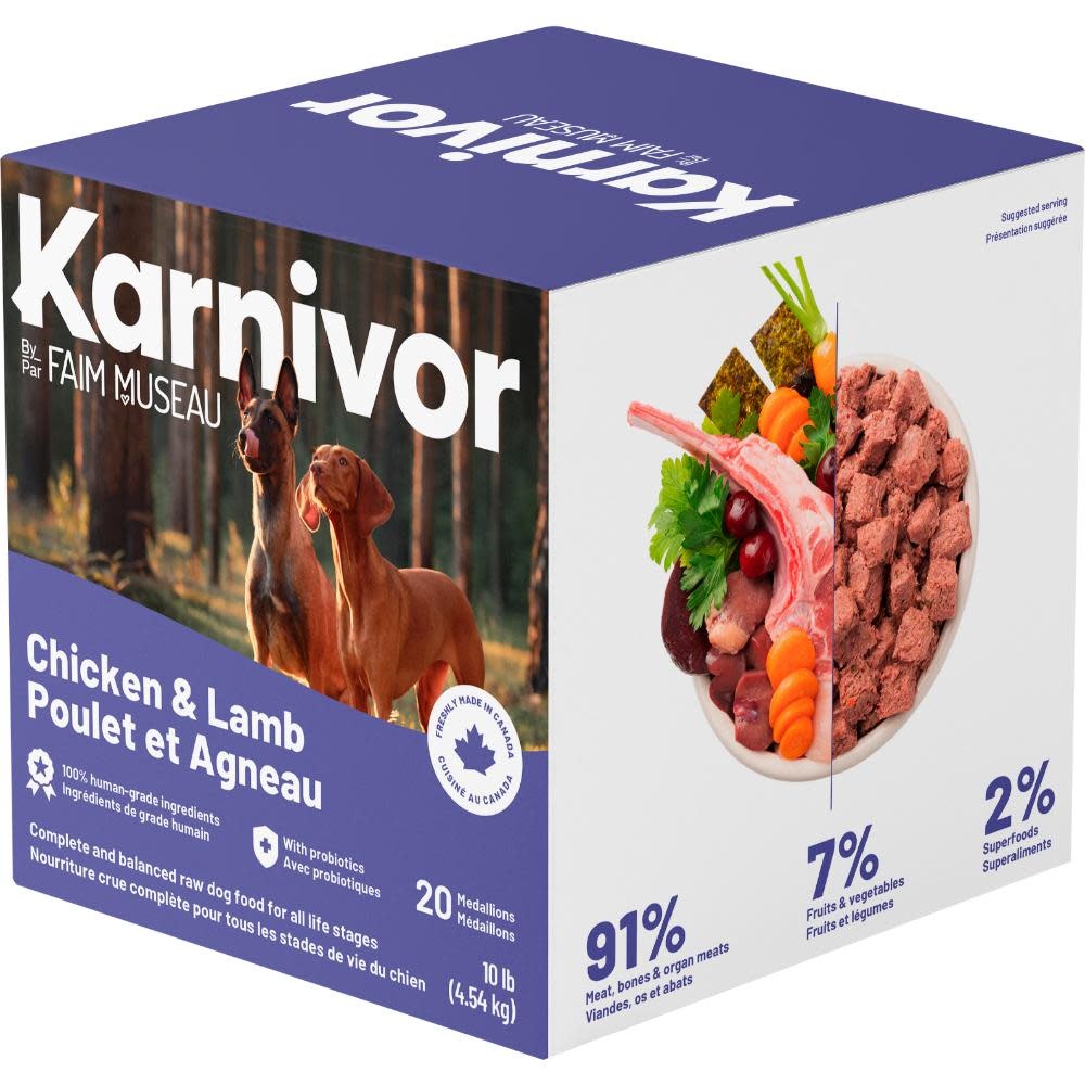 Karnivor Dog Raw Chicken & Lamb Diet 4.54kg