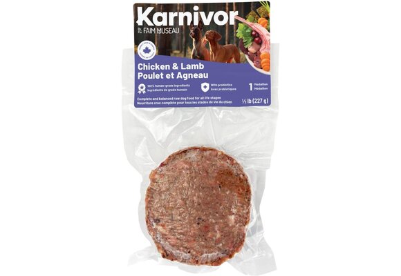 Karnivor Dog Raw Chicken & Lamb Diet Singles 228g