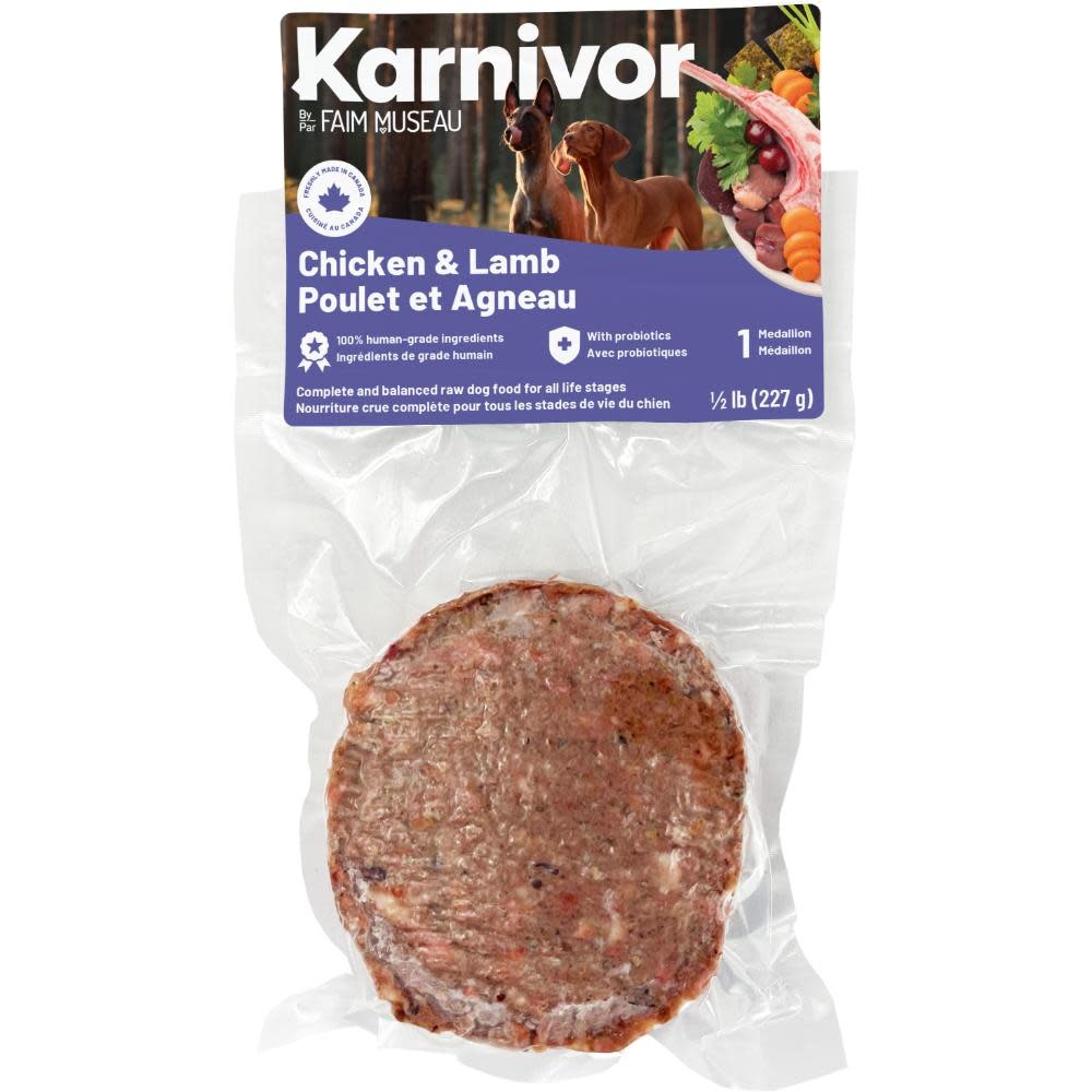 Karnivor Dog Raw Chicken & Lamb Diet Singles 228g