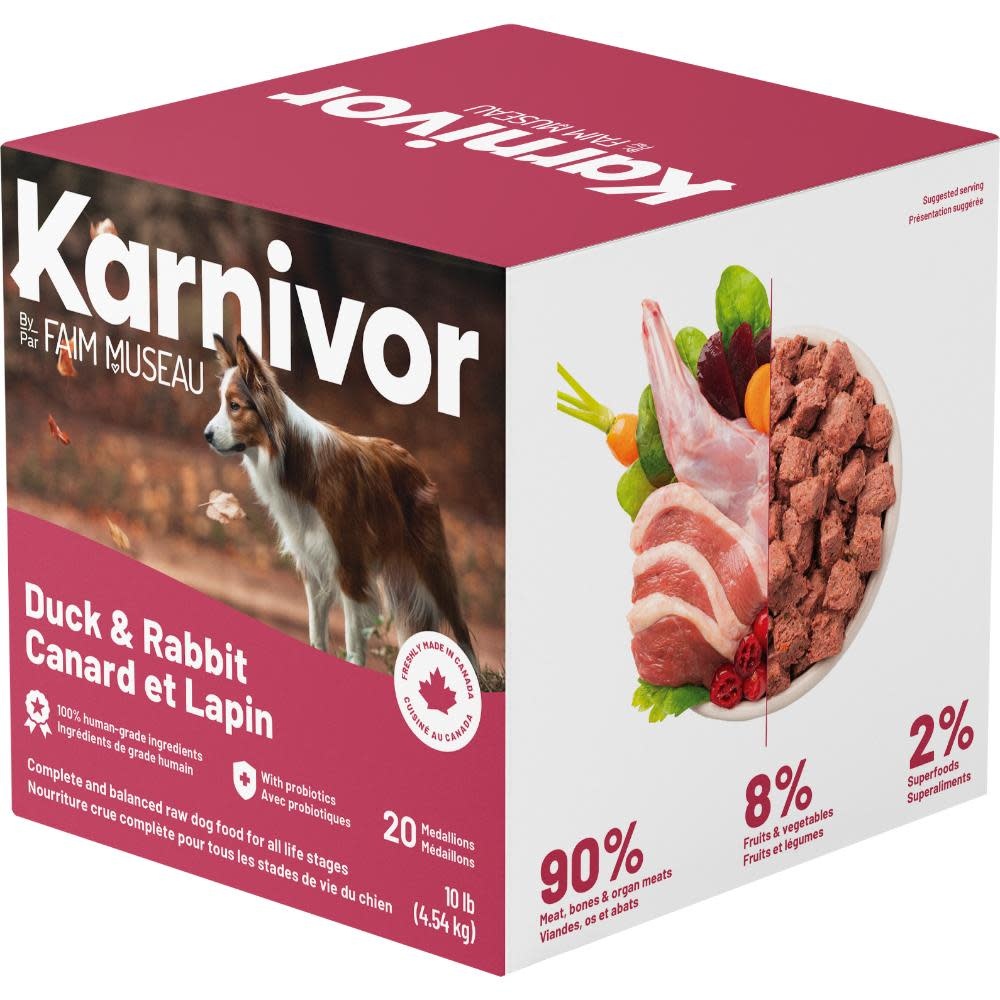 Karnivor Dog Raw Duck & Rabbit Diet 4.54kg