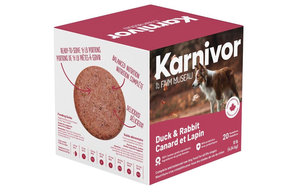 Karnivor Dog Raw Duck & Rabbit Diet 4.54kg