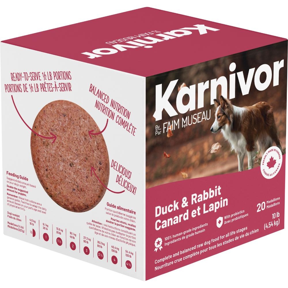 Karnivor Dog Raw Duck & Rabbit Diet 4.54kg
