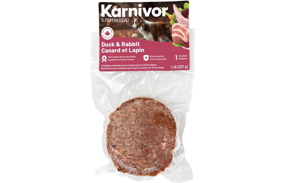 Karnivor Dog Raw Duck & Rabbit Diet Singles 228g