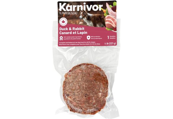 Karnivor Dog Raw Duck & Rabbit Diet Singles 228g