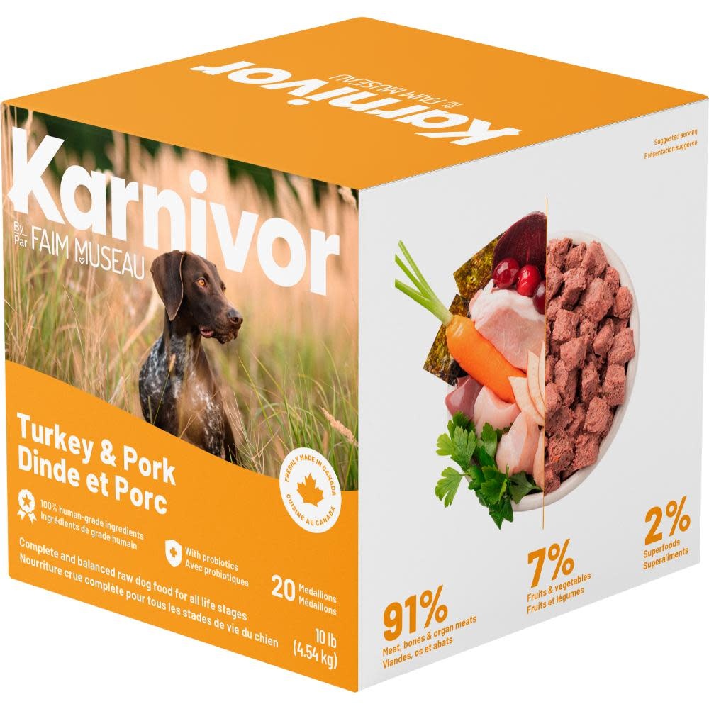 Karnivor Dog Raw Turkey & Pork Diet 4.54kg