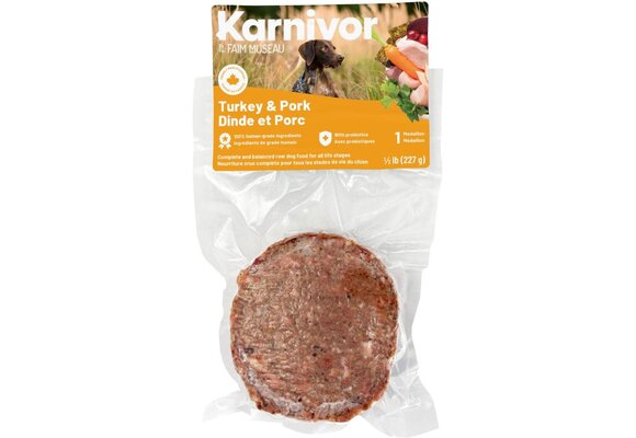 Karnivor Dog Raw Turkey & Pork Diet Singles 228g