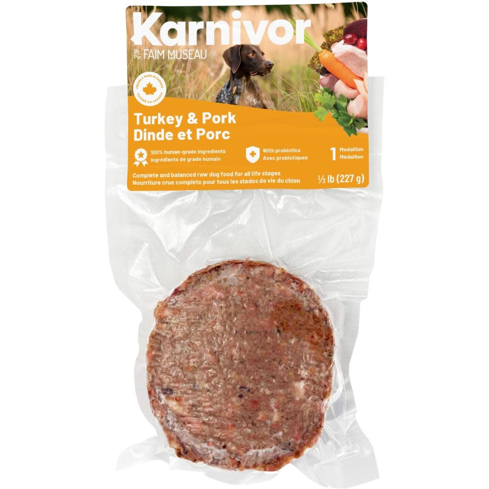 Karnivor Dog Raw Turkey & Pork Diet Singles 228g