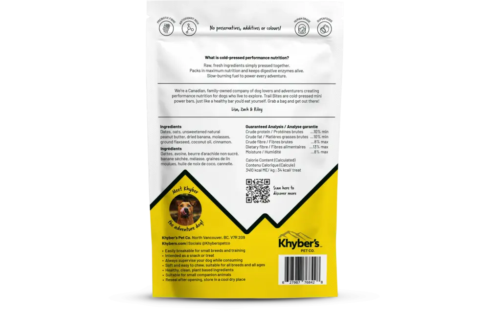 Khyber's Dog Trail Bites Peanut Butter Banana Boost 350g