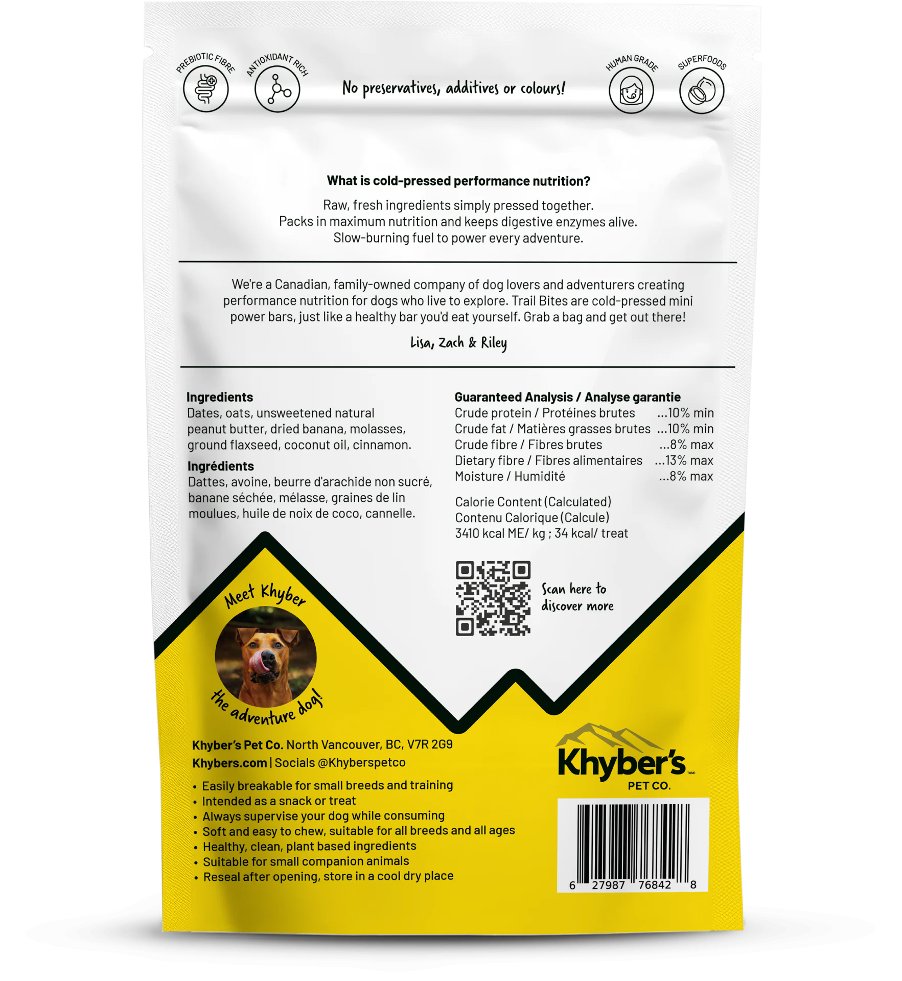 Khyber's Dog Trail Bites Peanut Butter Banana Boost 350g