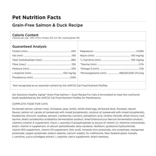 *New*GO! Cat Healthy Aging GF Salmon & Duck 8lb