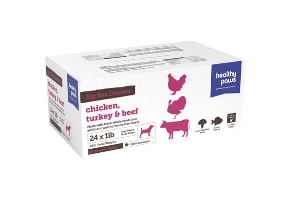 Healthy Paws Big Box Dinner Chicken, Turkey, Beef 24 x 1Lb
