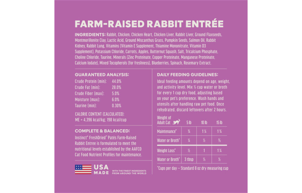 Instinct Cat Fresh Dried Pates Rabbit Entree 3oz