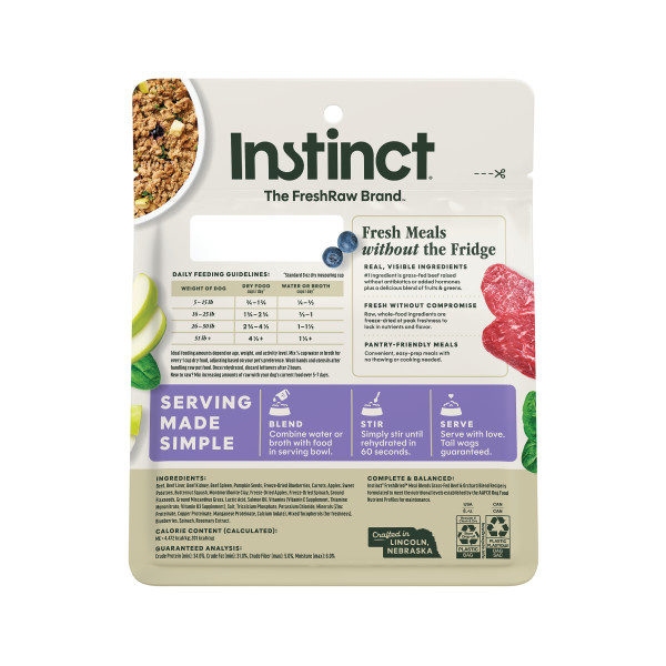Instinct Dog Fresh Dried Meal Blends Beef & Orchard 3oz