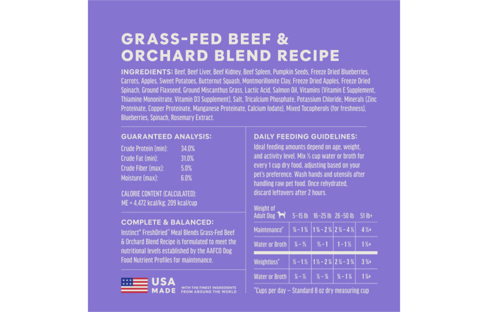 Instinct Dog Fresh Dried Meal Blends Beef & Orchard 3oz