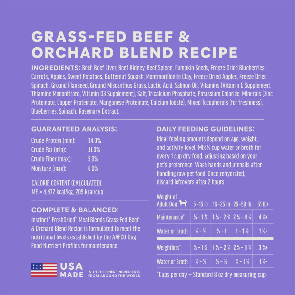 Instinct Dog Fresh Dried Meal Blends Beef & Orchard 3oz