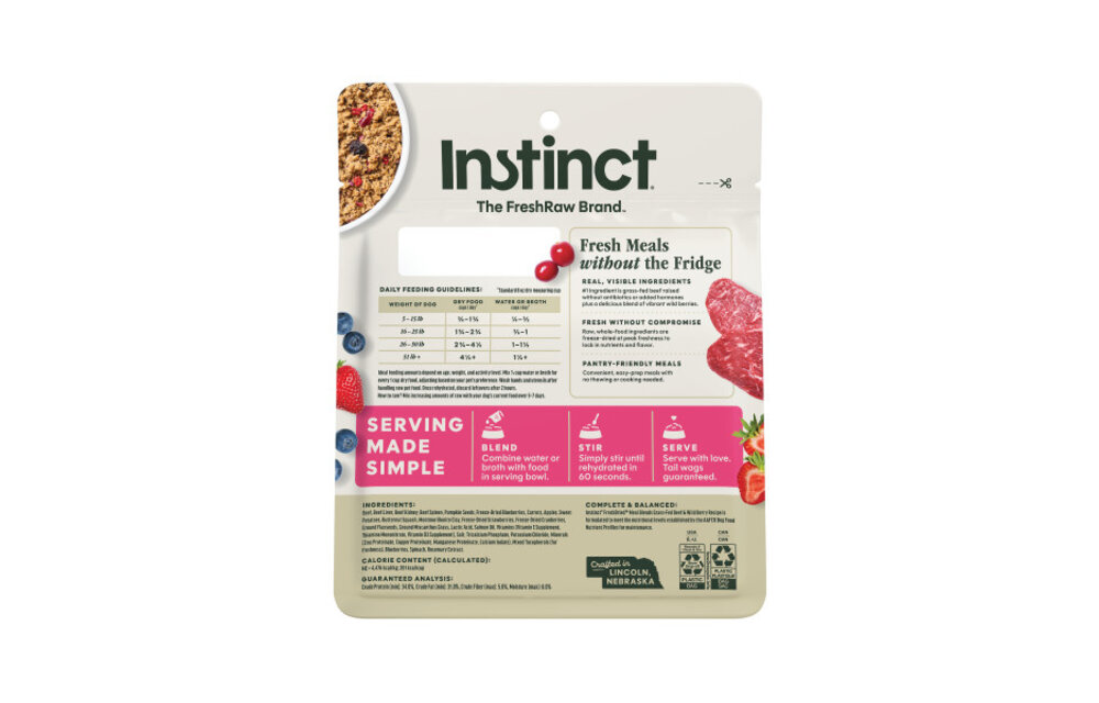 Instinct Dog Fresh Dried Meal Blends Beef & WildBerries 3oz