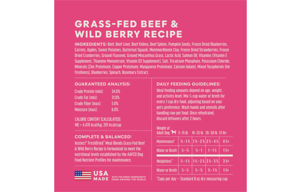 Instinct Dog Fresh Dried Meal Blends Beef & WildBerries 3oz