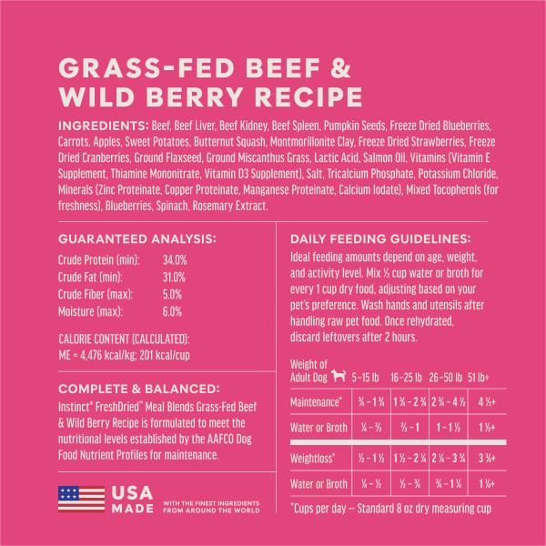 Instinct Dog Fresh Dried Meal Blends Beef & WildBerries 3oz