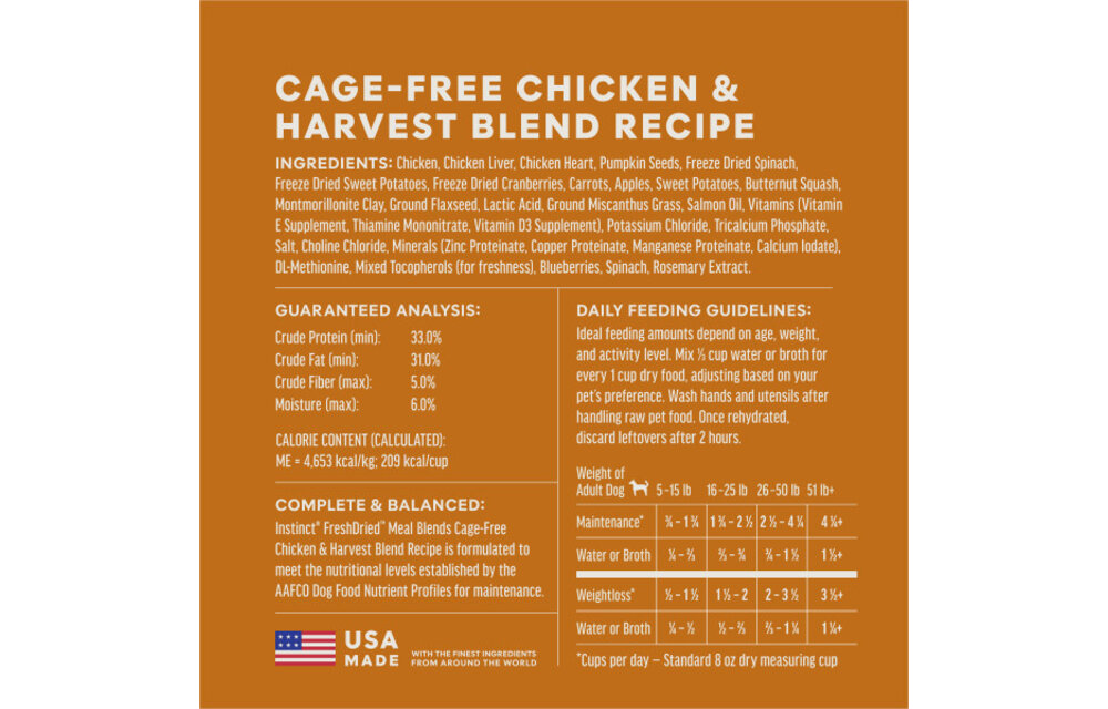 Instinct Dog Fresh Dried Meal Blends Chicken & Harvest 3oz