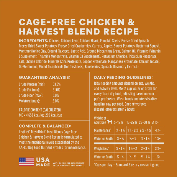 Instinct Dog Fresh Dried Meal Blends Chicken & Harvest 3oz