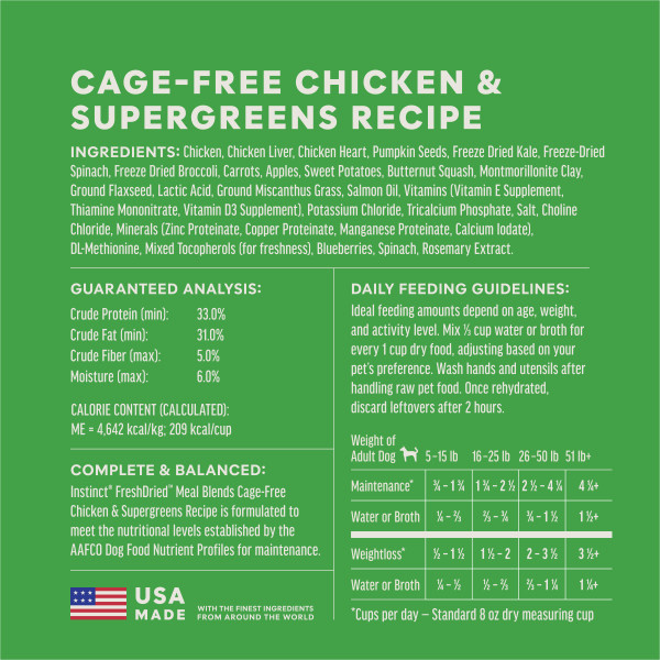 Instinct Dog Fresh Dried Meal Blends Chicken & Supergreens 3oz